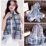 Women's All Dress Matching Elegant Transparent Thin Silk Printing Long Scarf - Image 3