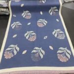 Blue Luxurious Floral Design Women's Winter Shawl - Image 2