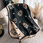 Black Luxurious Floral Design Women's Winter Shawl - Image 2