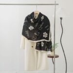 Color Premium Quality Viscose Camellia Black Long Scarf