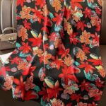 Silk Satin Red flowers blossoming Long Scarf