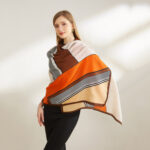 Silk Satin women's printed Long Scarf orange - Image 3