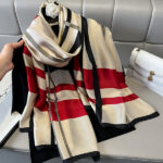 Silk Satin women's printed Long Scarf Red - Image 4