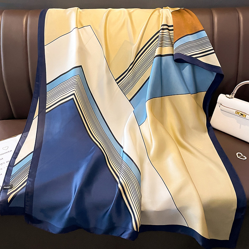 O1CN01Ll6VUu2Fv2AuDkNSv_!!2208108388941-0-cib Silk Satin women's printed Long Scarf navy blue Edge - Image 1