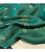 Silk Satin women's printed Long Scarf Green - Image 3