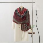 Color Premium Quality Cotton and Linen block cashew red edge Long Scarf - Image 3