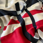 Silk Satin women's printed Long Scarf Red - Image 2