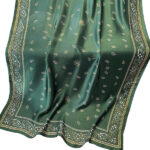 Silk Satin women's printed Long Scarf Green