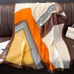 Silk Satin women's printed Long Scarf orange