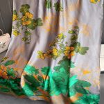 Silk Satin women's printed Long Scarf peony green