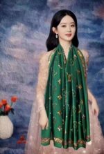 Silk Satin Green Long Scarf
