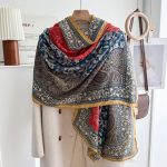 Color Premium Quality Viscose block cashew yellow edge Long Scarf