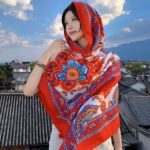 Premium Quality Cotton red mandala Long Scarf