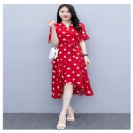 Tight Waist Women's Dress Jersey Elegant & Classy Look Red