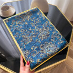 Silk Satin Printing Western Style Long Scarf blue - Image 2