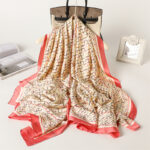 Mulberry Silk Satin Letters-pink Western Style Long Scarf - Image 2