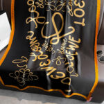Silk Satin flower black Long Scarf
