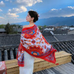 Premium Quality Cotton red mandala Long Scarf - Image 2