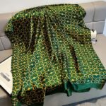 Silk Satin Printing Western Style Long Scarf gold pattern-green - Image 5