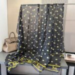 Elegant Colorful Black Polka Dot Transparent Thin Silk Printing Long Scarf