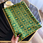 Silk Satin Printing Western Style Long Scarf gold pattern-green - Image 3
