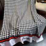 Silk Satin Black Houndstooth Long Scarf