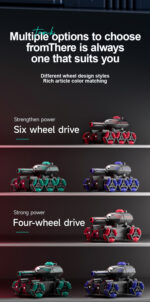 Baby Toy four-wheel stunt tank remote control  can launch rechargeable light music gesture induction green - Image 2