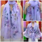 Elegant Colorful Magnolia-purple Transparent Thin Silk Printing Long Scarf - Image 2