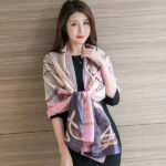 Silk Satin Purple Powder Western Style Long Scarf