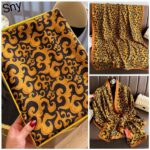 Silk Satin Printing Western Style Long Scarf cloud yellow - Image 2