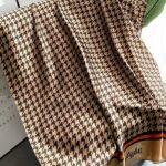 Silk Satin Houndstooth camel Long Scarf - Image 3