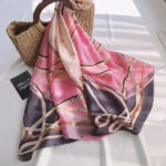 Silk Satin Purple Powder Western Style Long Scarf - Image 5