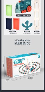 Baby Toy Domino Train Automatic Card Building Blocks Macaron blue + 120 dominoes - Image 5