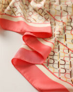 Mulberry Silk Satin Letters-pink Western Style Long Scarf - Image 3