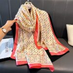 Mulberry Silk Satin Letters-pink Western Style Long Scarf