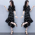 Tight Waist Women's Dress Jersey Elegant & Classy Look Black