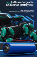 Baby Toy four-wheel stunt tank remote control  can launch rechargeable light music gesture induction green - Image 4