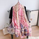 Silk Satin Purple Powder Western Style Long Scarf - Image 2