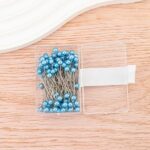 Stainless Steel 40mm Pearlescent Needle Safety Hijab Pins 100 Pieces/Box Sky blue