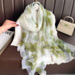 Elegant Lemon Transparent Thin Silk Printing Long Scarf
