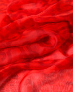 Elegant Fiery red and wishful Transparent Thin Silk Printing Long Scarf - Image 3