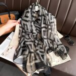 Elegant Black Transparent Thin Silk Printing Long Scarf - Image 3