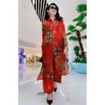 Silk Printed Two-piece Set Women's Dress Slimming Elegant