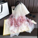 Elegant floral Transparent Thin Silk Printing Long Scarf - Image 2