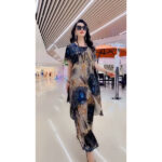 Silk Printed Two-piece Set Women's Dress Slimming Elegant - Image 2