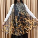 Elegant Nocturne Transparent Thin Silk Printing Long Scarf