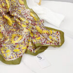 Silk Satin Green daisy Long Scarf - Image 2