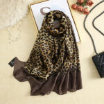 Silk Satin Leopard print brown Long Scarf - Image 2