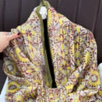Silk Satin Green daisy Long Scarf - Image 3