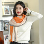 Color Premium Quality cotton and linen Long Scarf Orange - Image 2